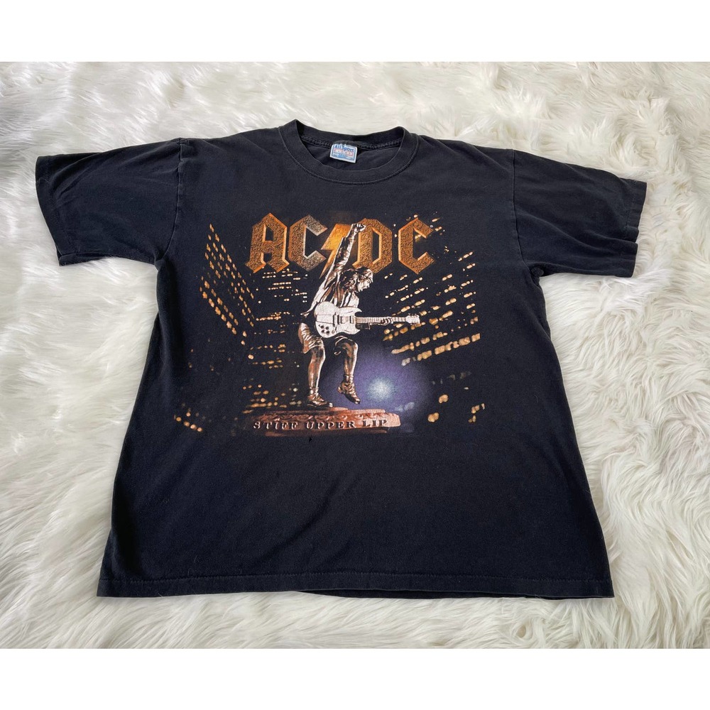 VTG AC/DC Stiff Upper Lip 2000 Concert Tour Vintage T Shirt Single Stitch Sz L